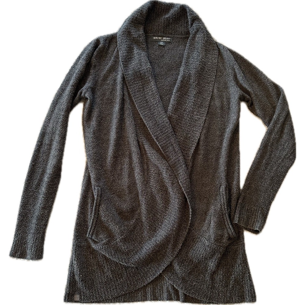 Barefoot Dreams Cozychic Women Lite Dark Gray Open Front Sweater S/XS Cabin